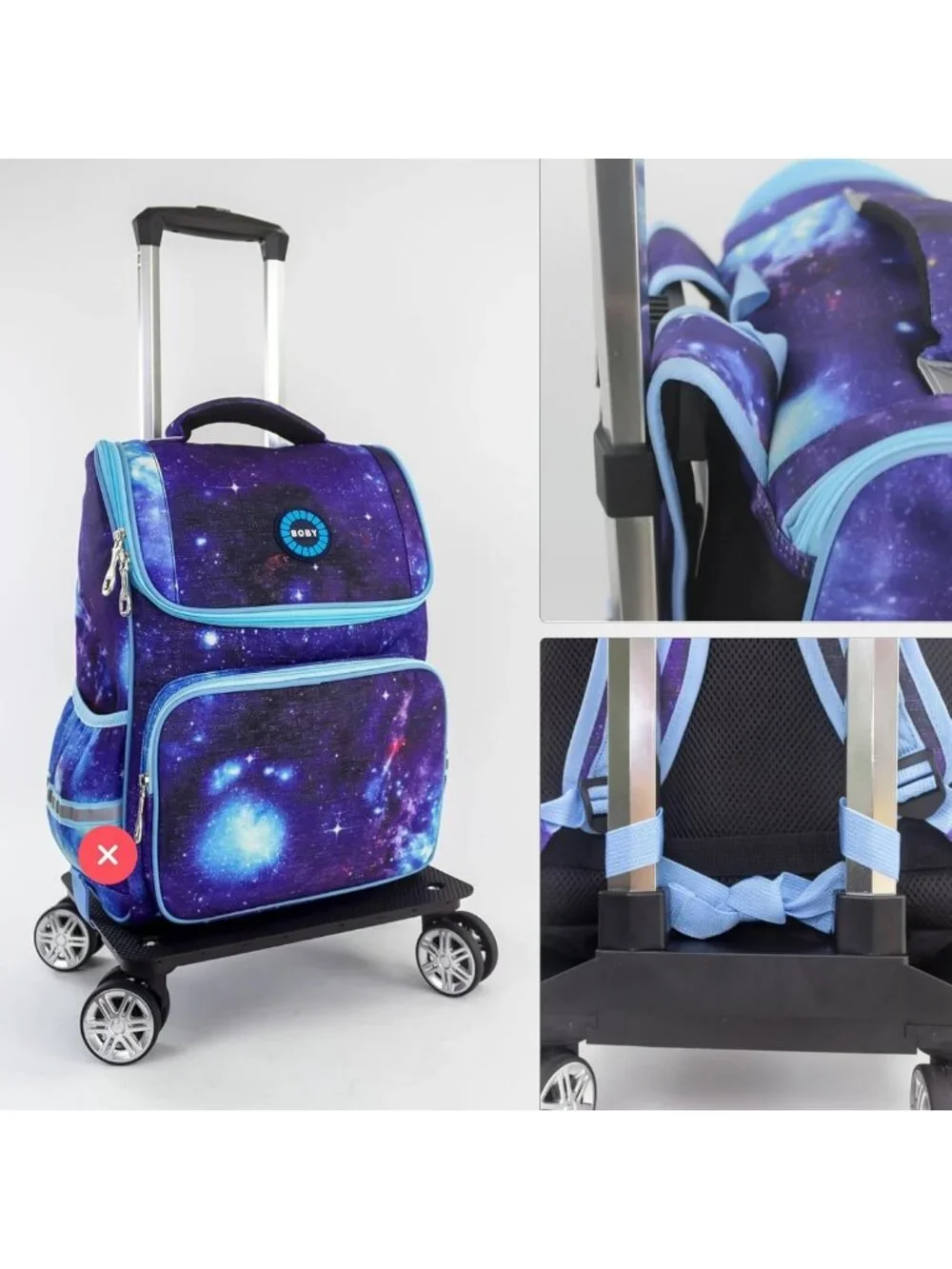 360° Swivel Wheeled Backpack Trolley - Folding Rolling Luggage Cart for Travel